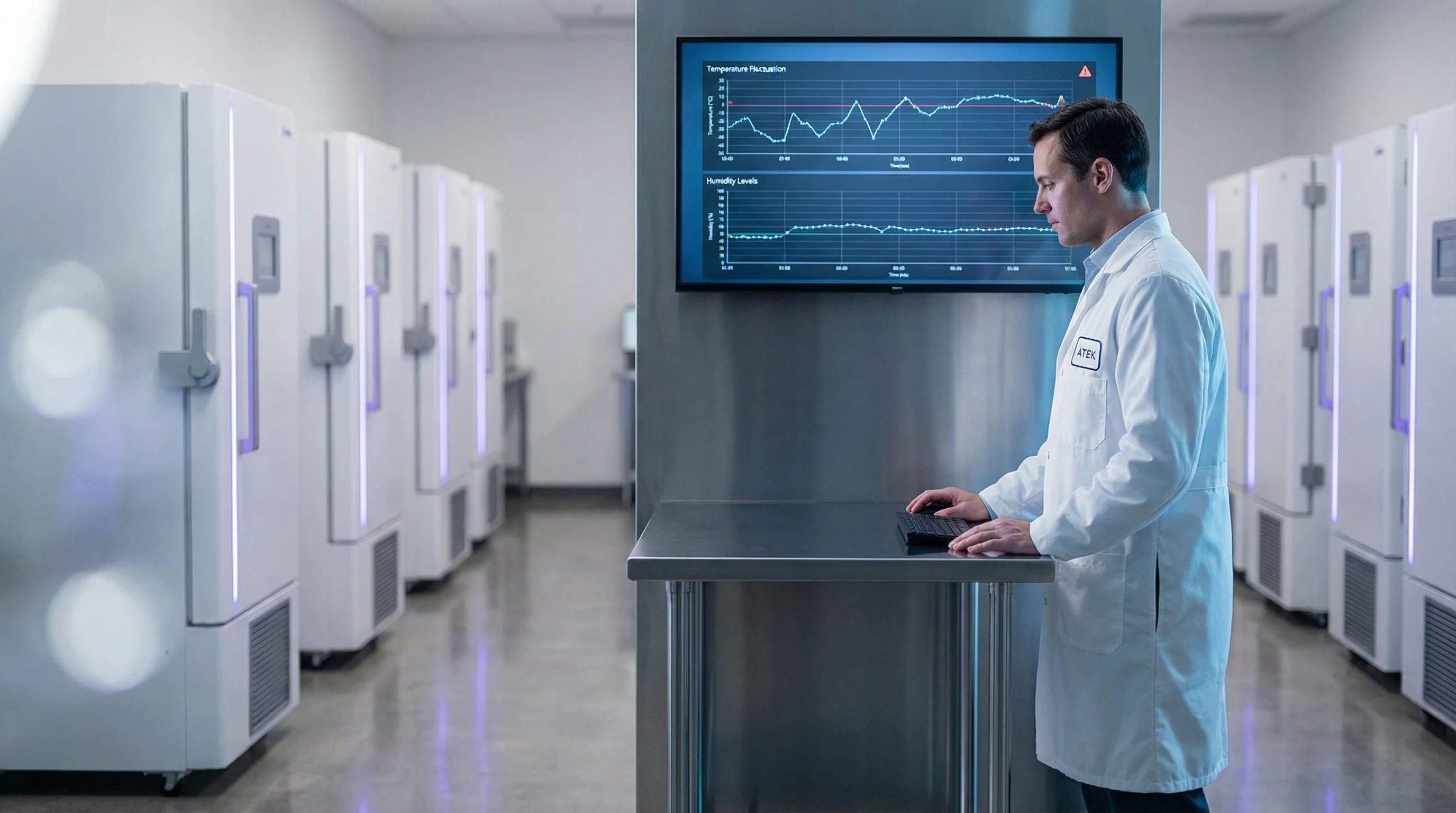 Système de surveillance environnementale ATEK dans un laboratoire pharmaceutique