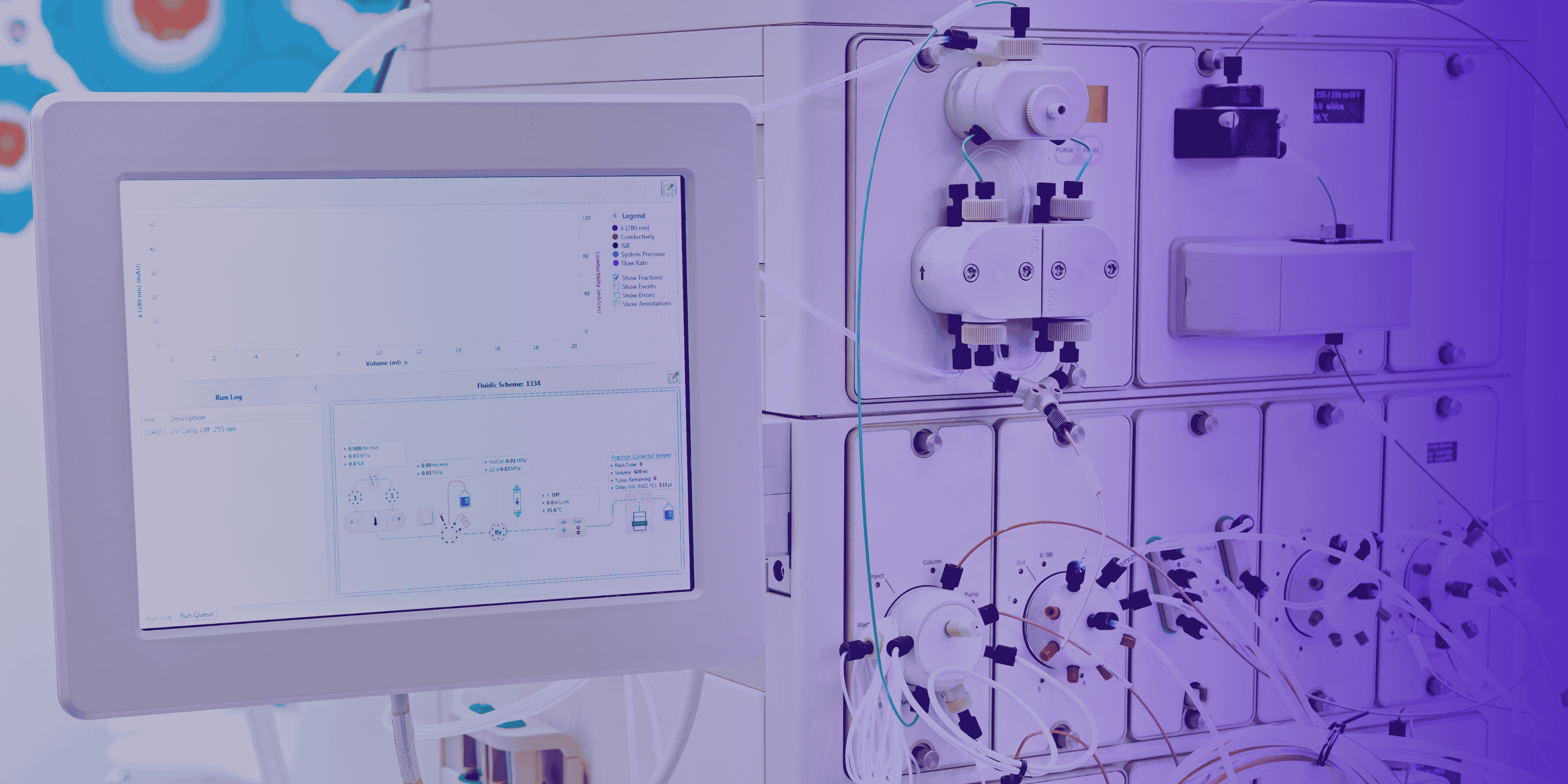 Chromatography equipment with analysis screen in a specialized laboratory.