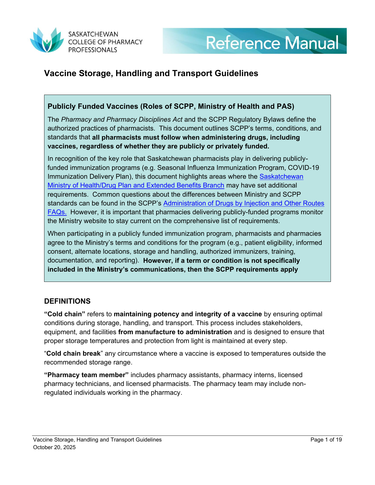 Saskatchewan Vaccine Storage Cover
